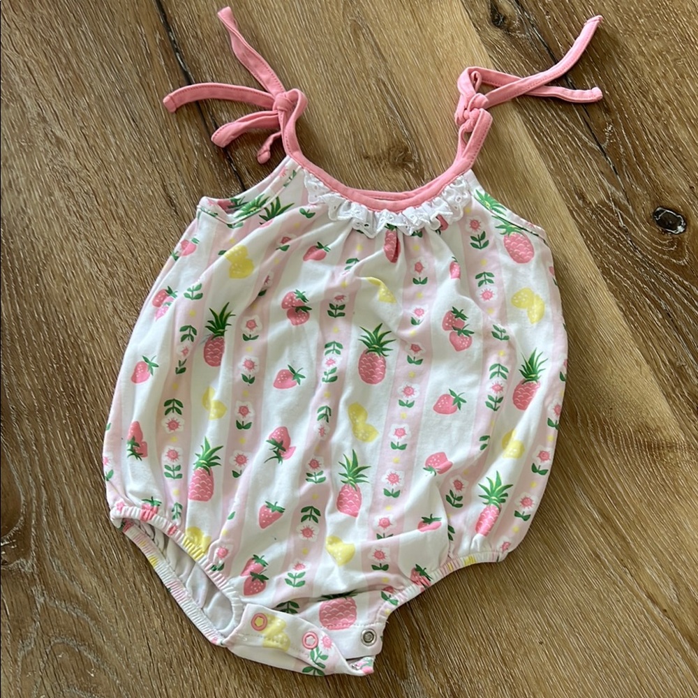 Pink and White Pineapple Print bubble Romper